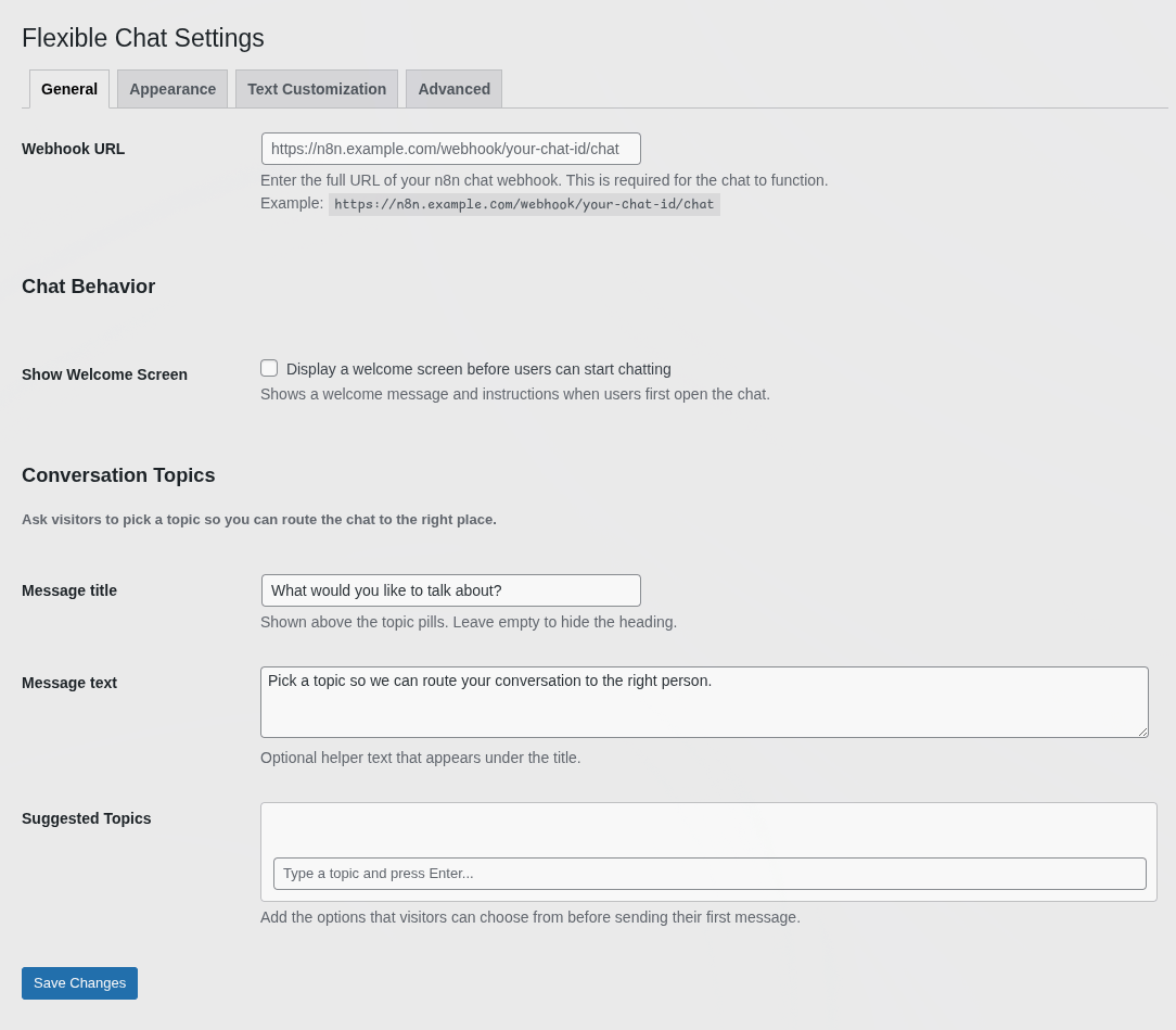 Appearance Customization – Change colors, typography, and window dimensions.