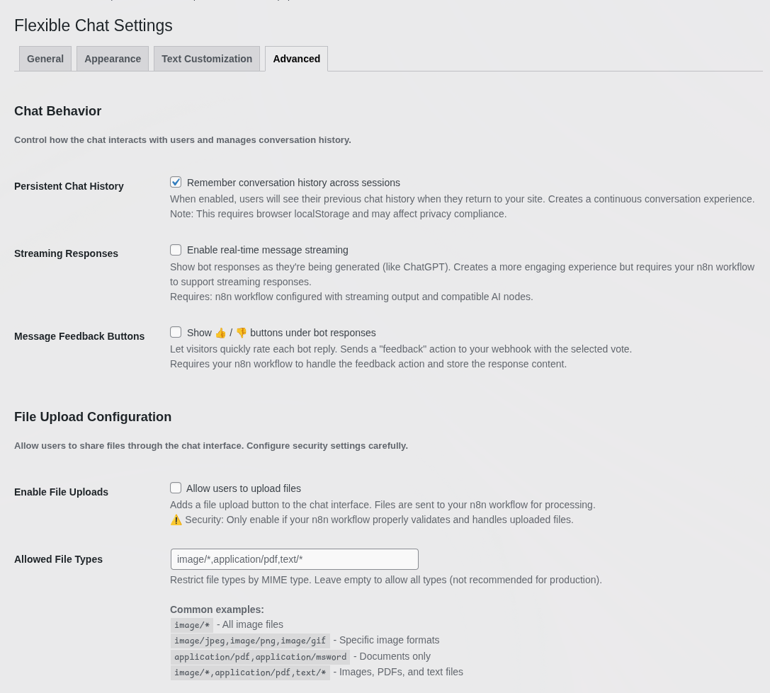 The chat widget active on the frontend, featuring welcome messages and topic selection.