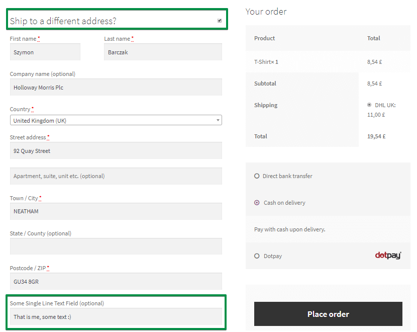 Hide checkout fields based on shipping methods (PRO)