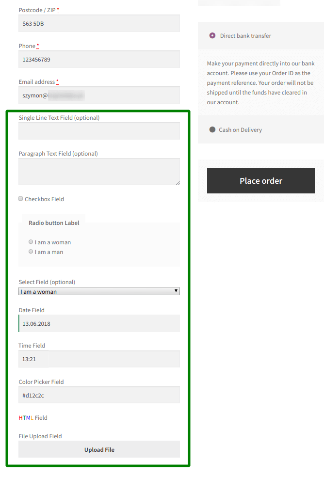 GDPR consent checkbox on the checkout page in Custom sections (PRO)