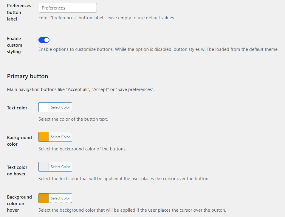 Custom styling for buttons (with paid add-on)