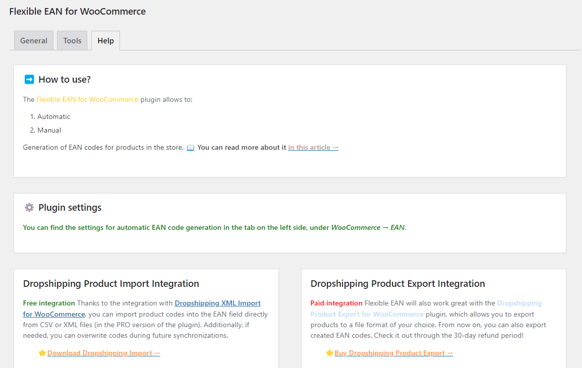 Standard for WooCommerce barcode.