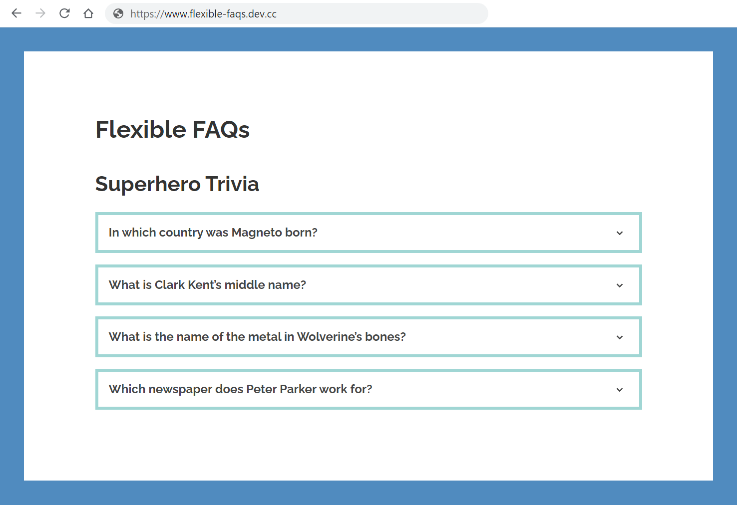 FAQs displayed on the frontend match the editor view.