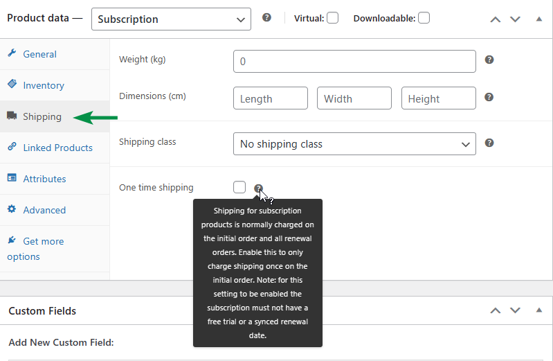 WooCommerce subscription - checkout view.