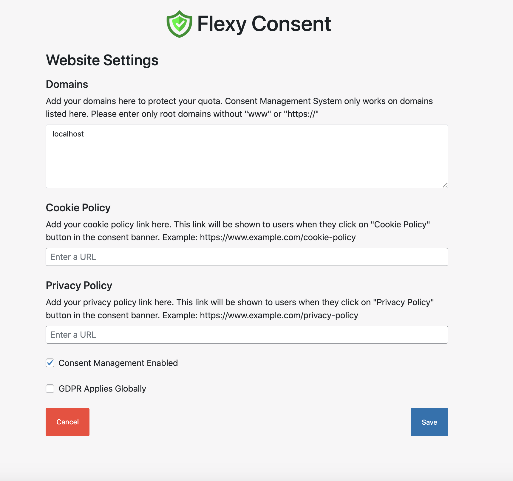 Website Settings