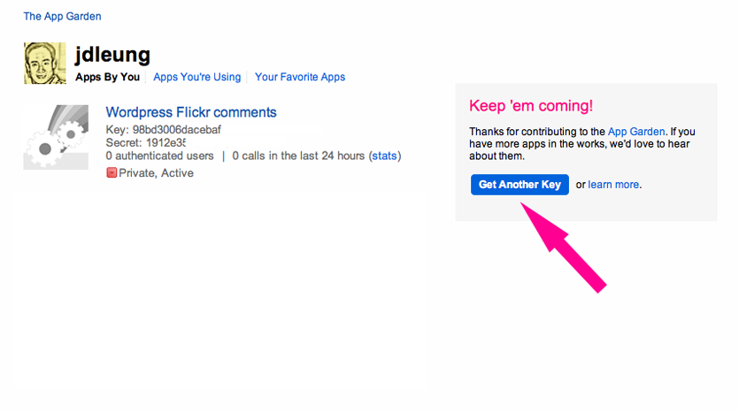 If you have no API key, Get another key from: http://www.flickr.com/services/api/keys/