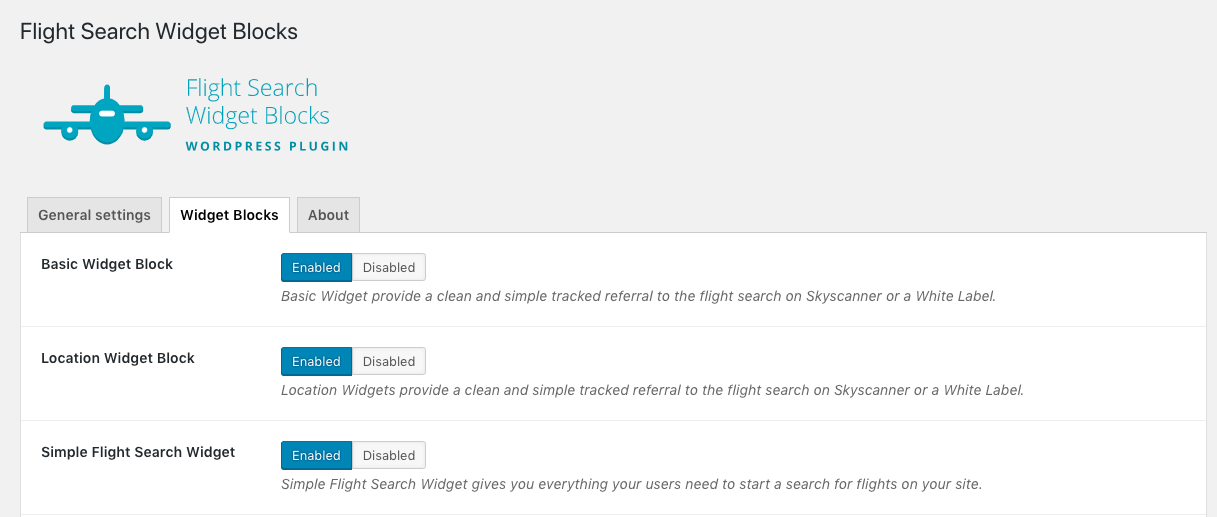 Available widgets