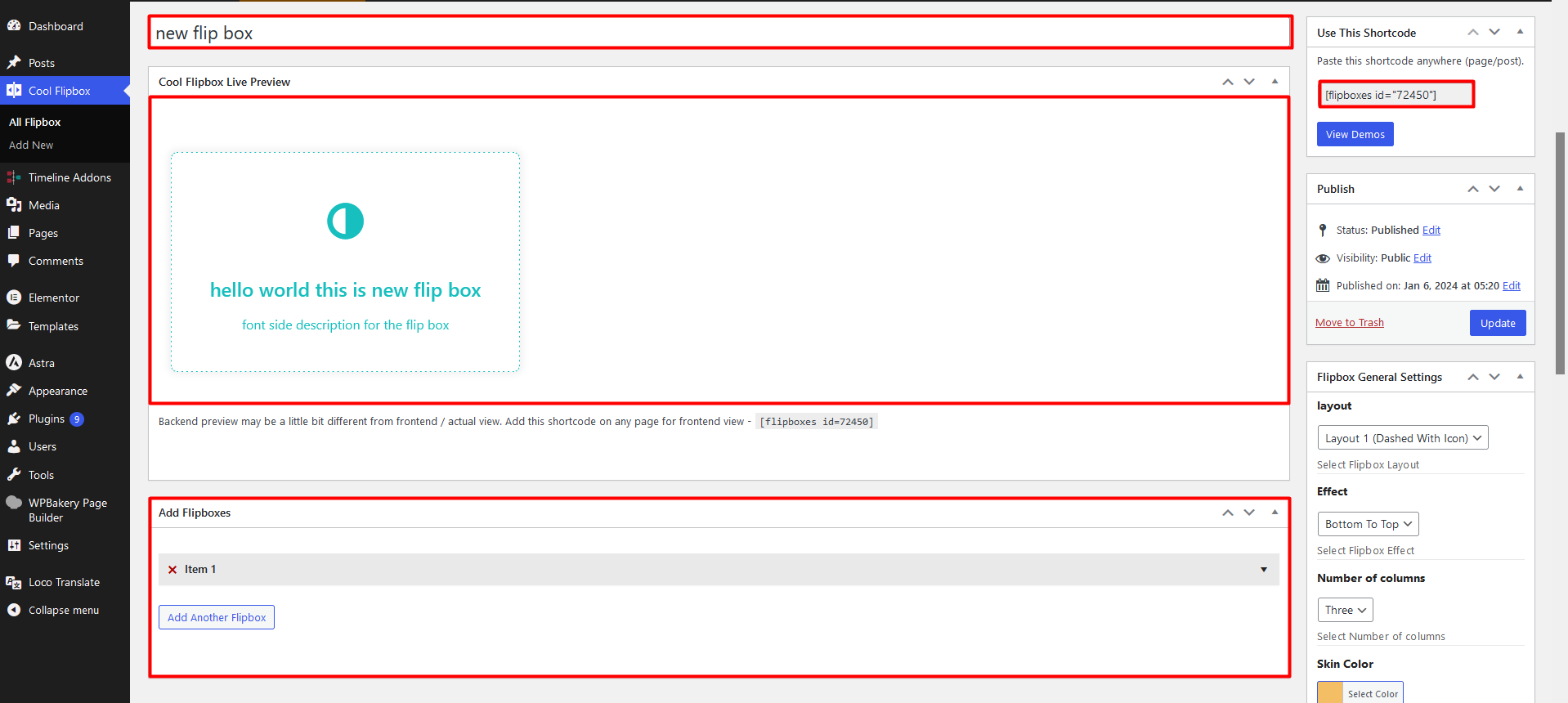 Flipbox Shortcode Generator.