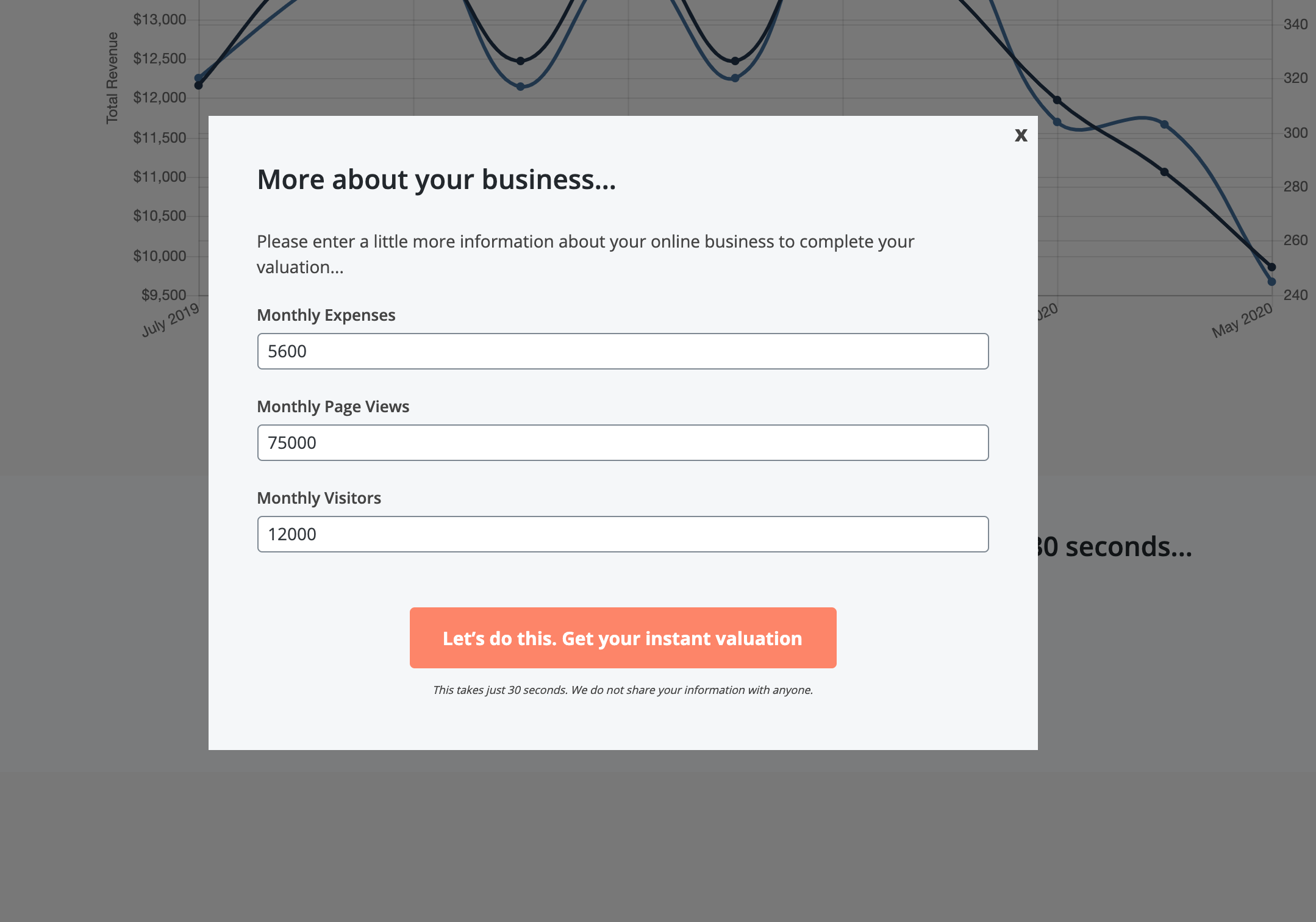 Submit your store for valuation through one simple step.