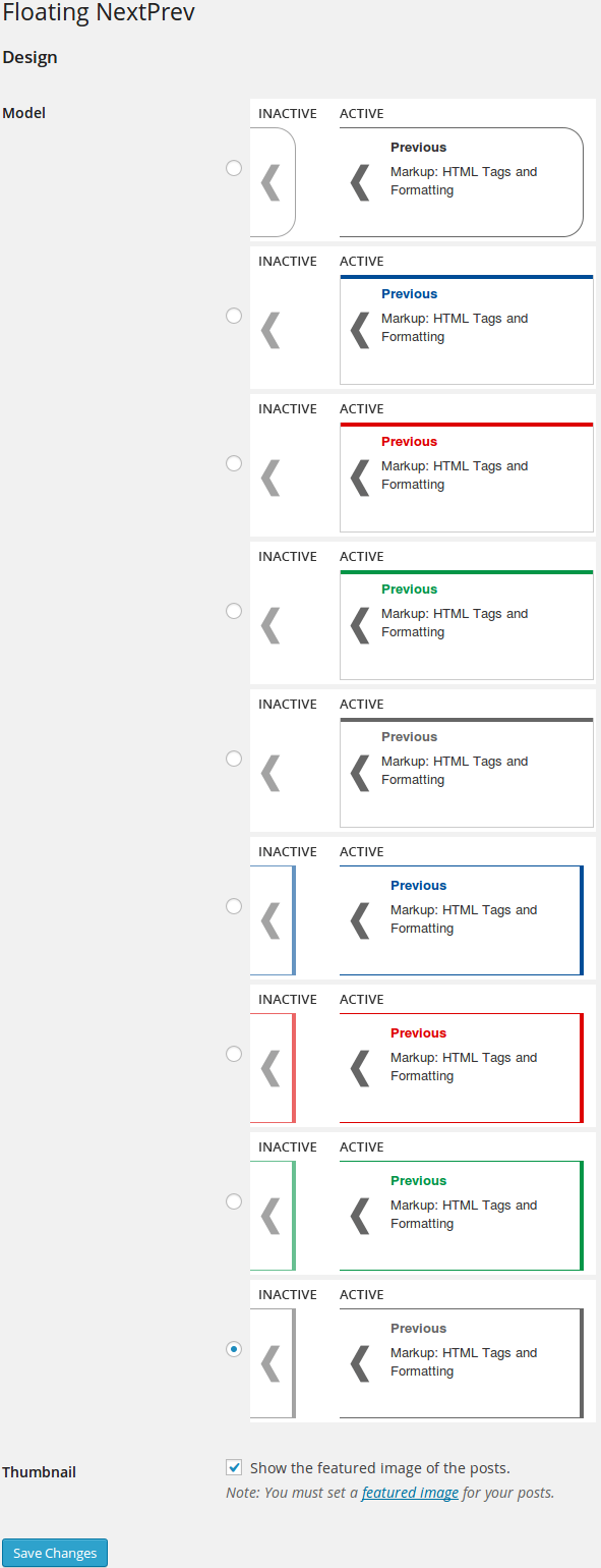 Plugin settings.