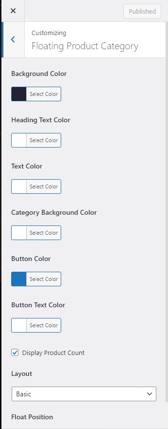 Product Category style customizer