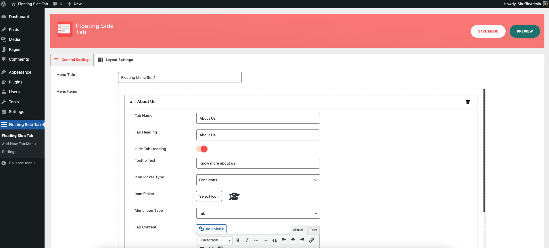 Floating Side Tab Menu Template 2