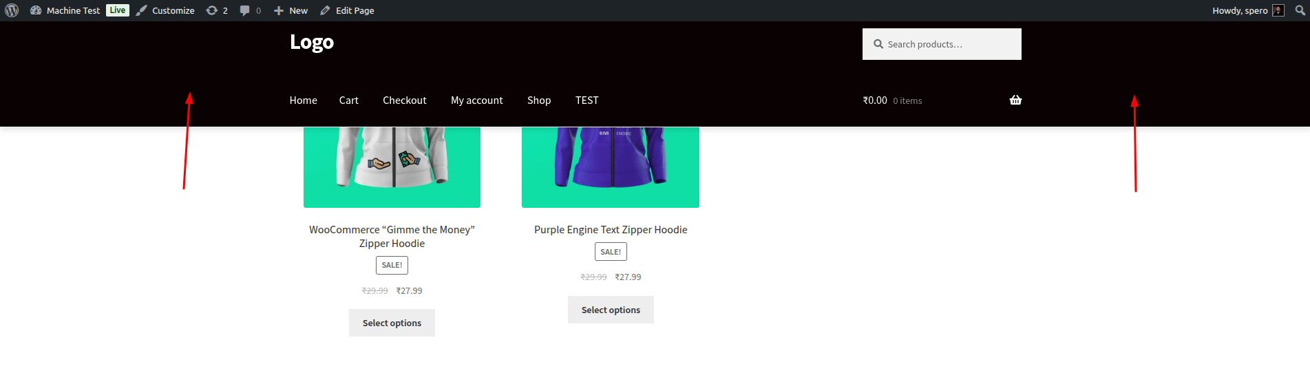Sticky header in action with custom background and offset.