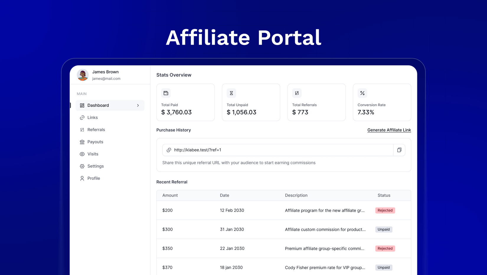 Affiliate Portal