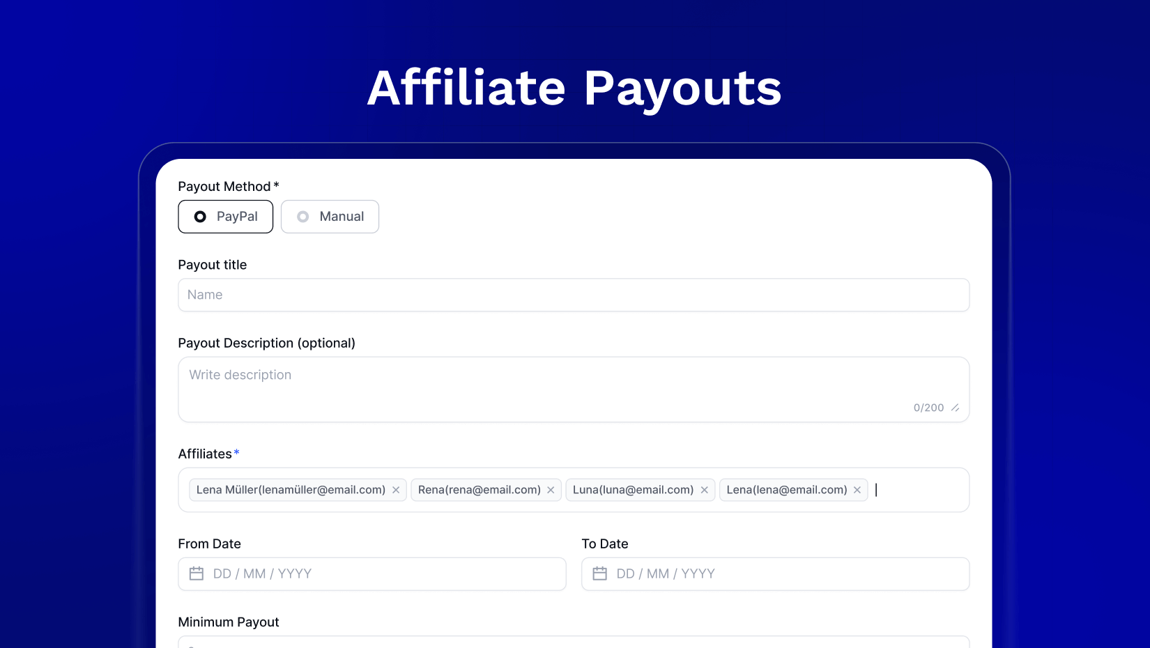 Affiliate Payout