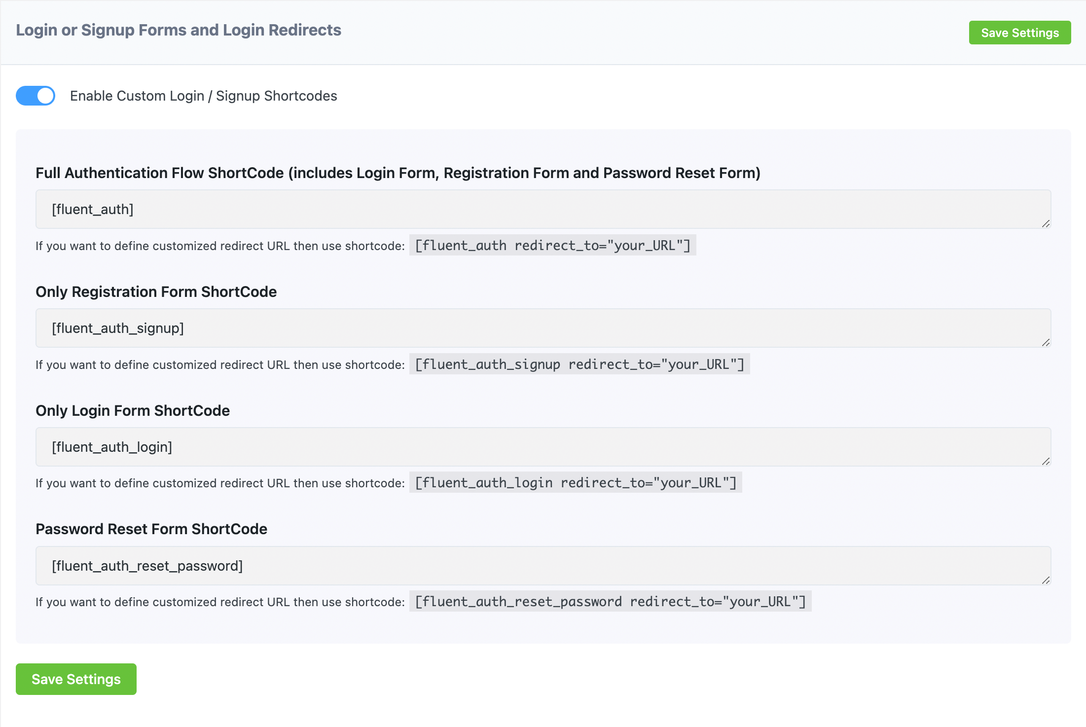 Custom Login/Signup Shortcodes