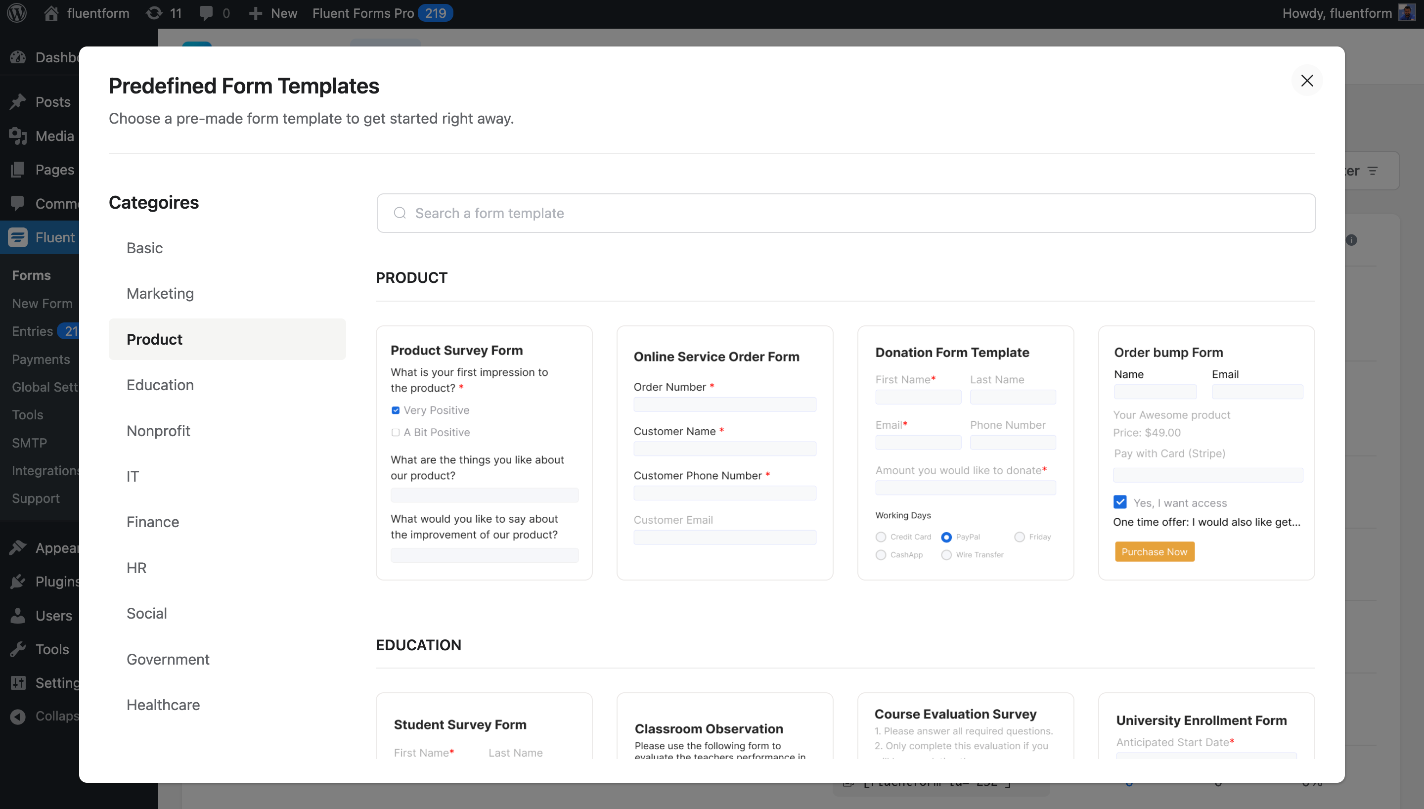 Predefined Templates