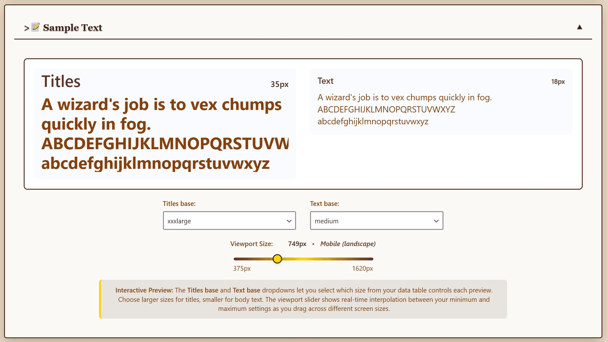 **Live Preview** - Test your fonts at any viewport size with the interactive slider