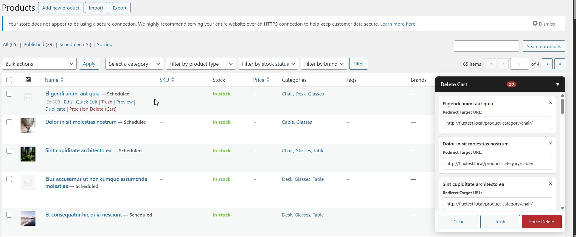 The centralized Trash Manager dashboard for bulk restore and force delete operations.