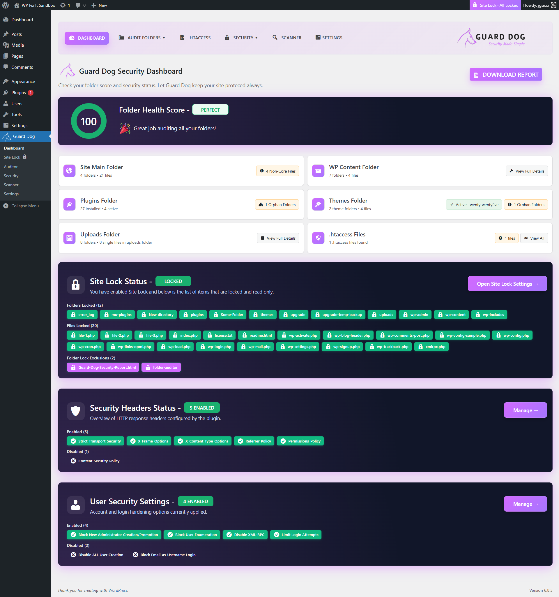 **Plugins tab** potentially hidden or orphaned plugin directories.