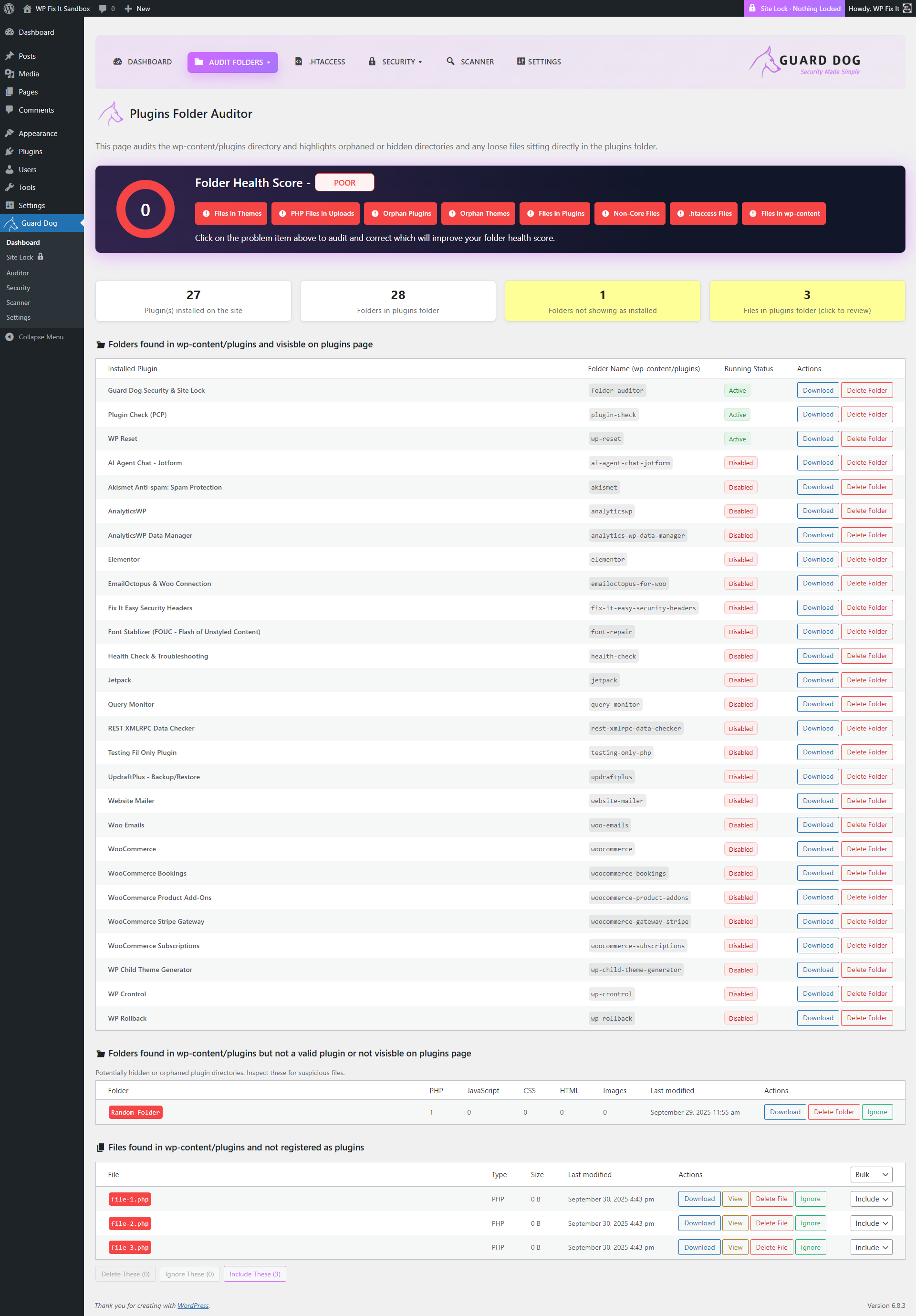 **htaccess tab** for auditing your htaccess files.