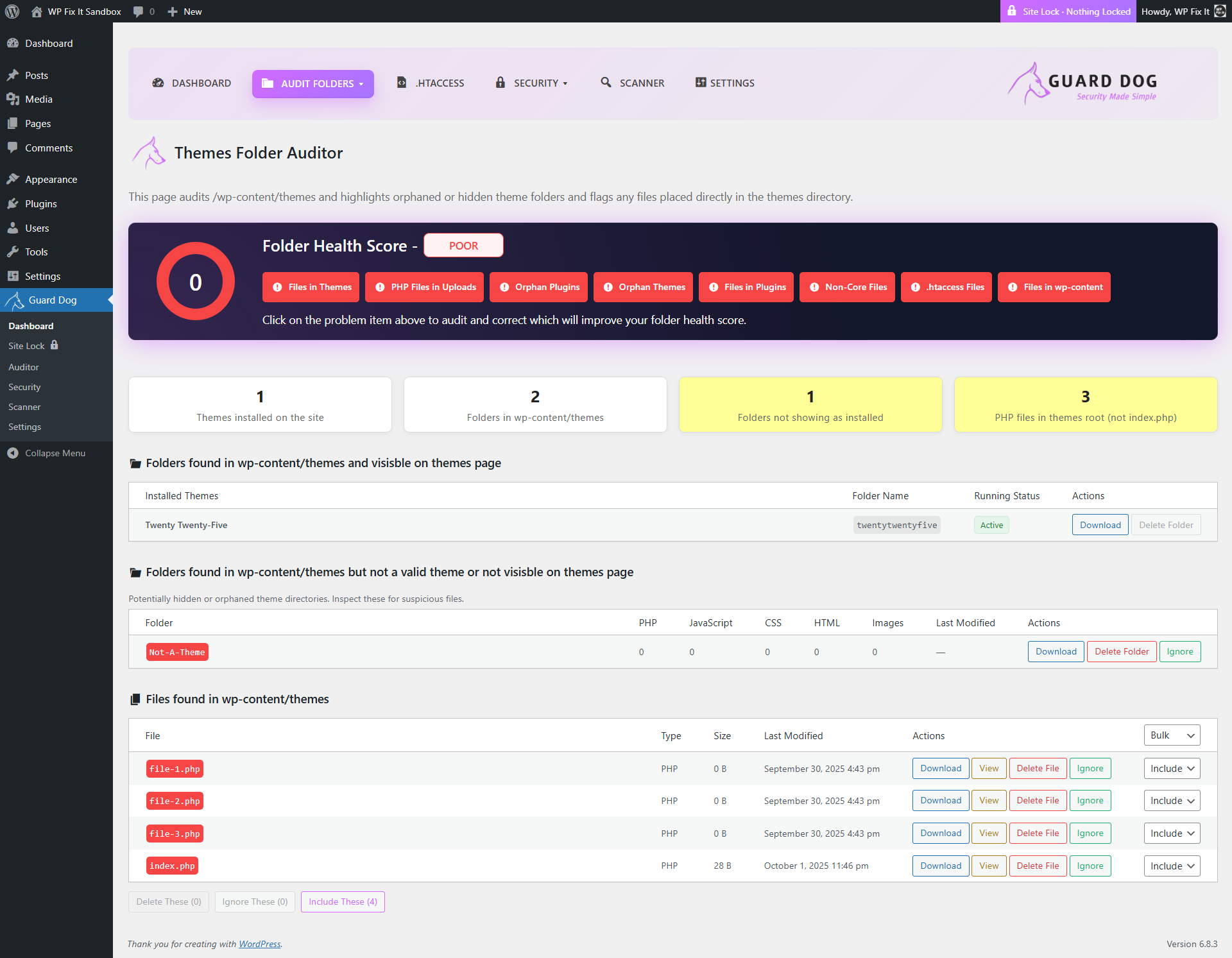 **Security Settings** for securing your site from attacks.