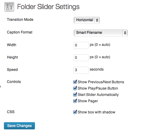 Folder Slider Settings