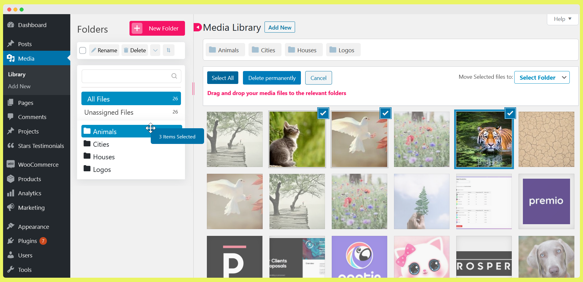 Organize WordPress media library folders