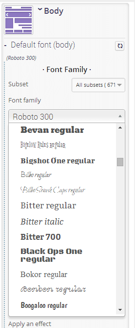 Fonts picker