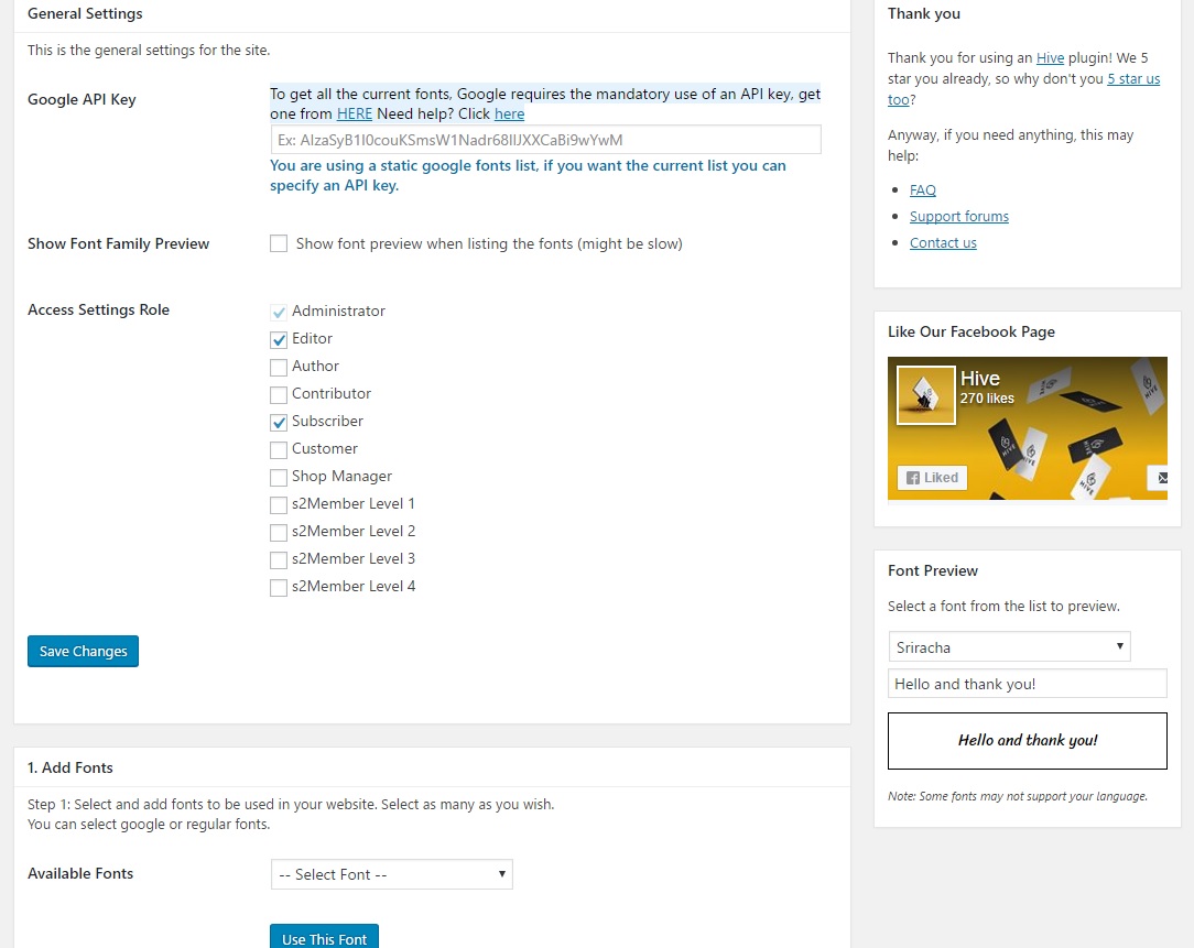 General settings & role restictions.