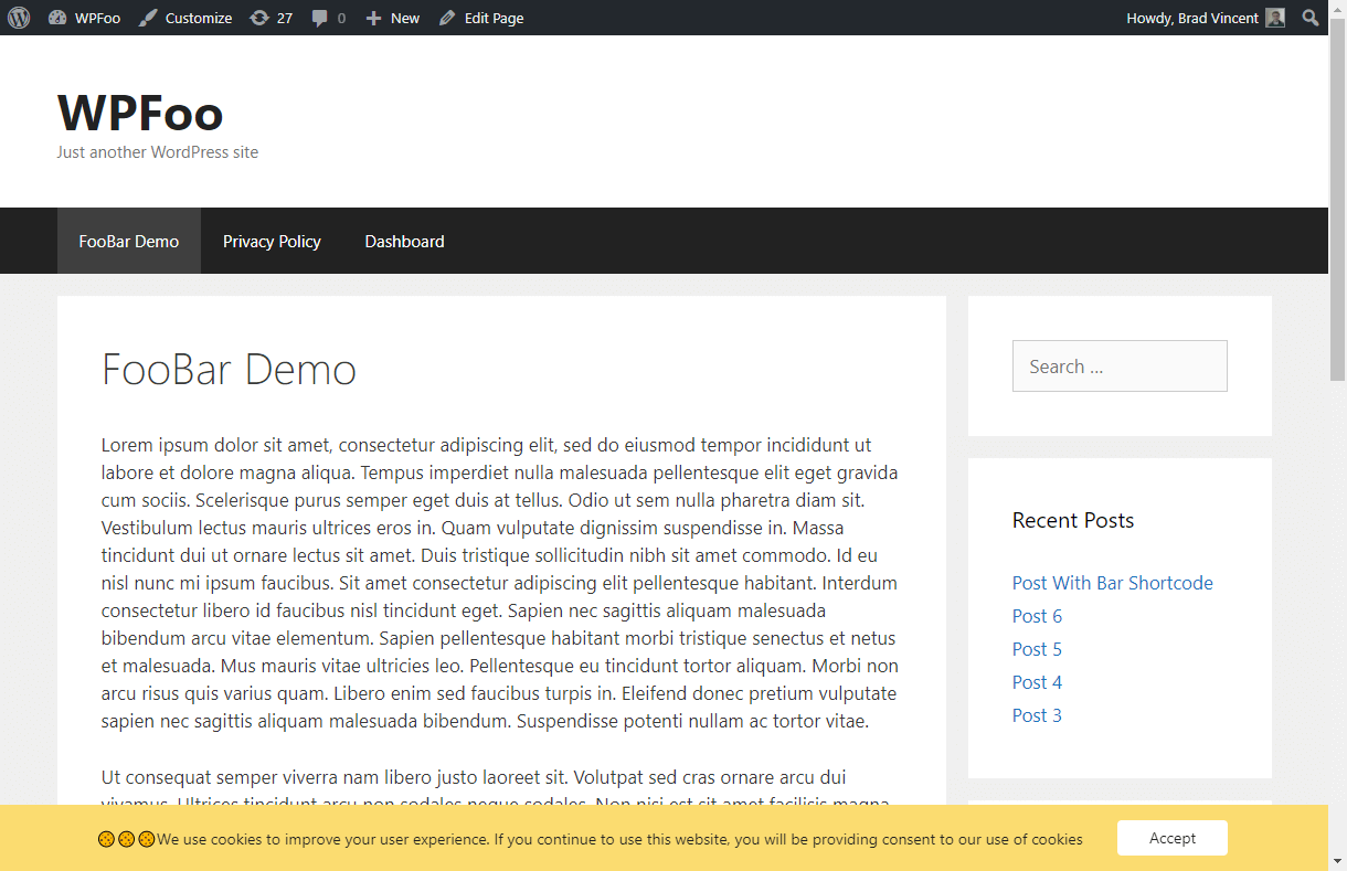 Frontend Demo - Cookie Notice