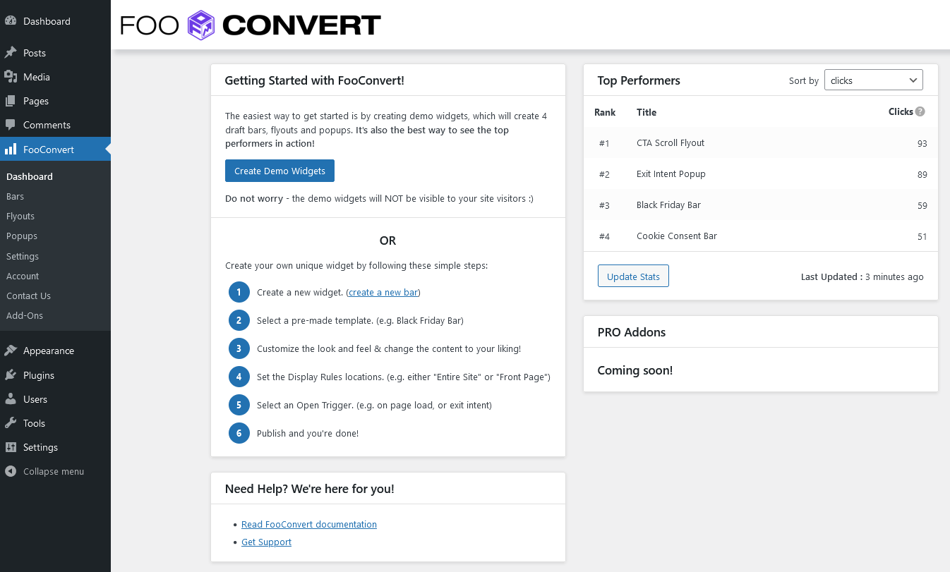 FooConvert Dashboard