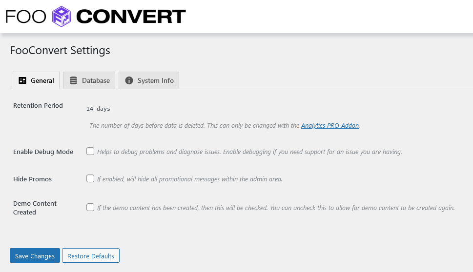 FooConvert Settings