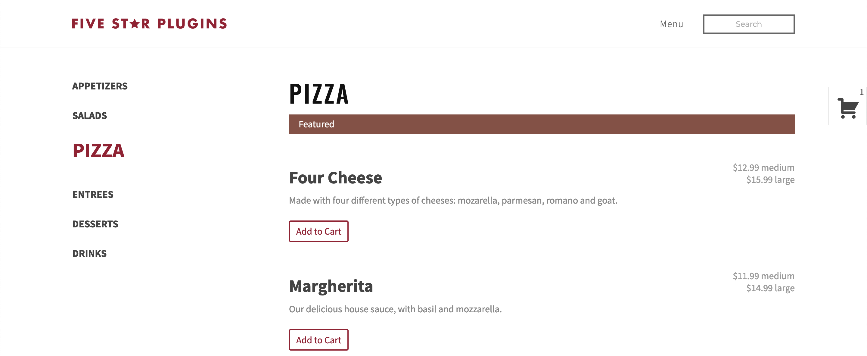 Classic menu style in a single-column layout and with sidebar.