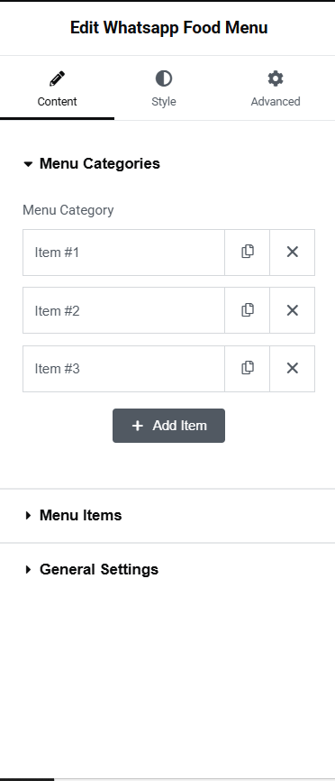 Widget Content Tab