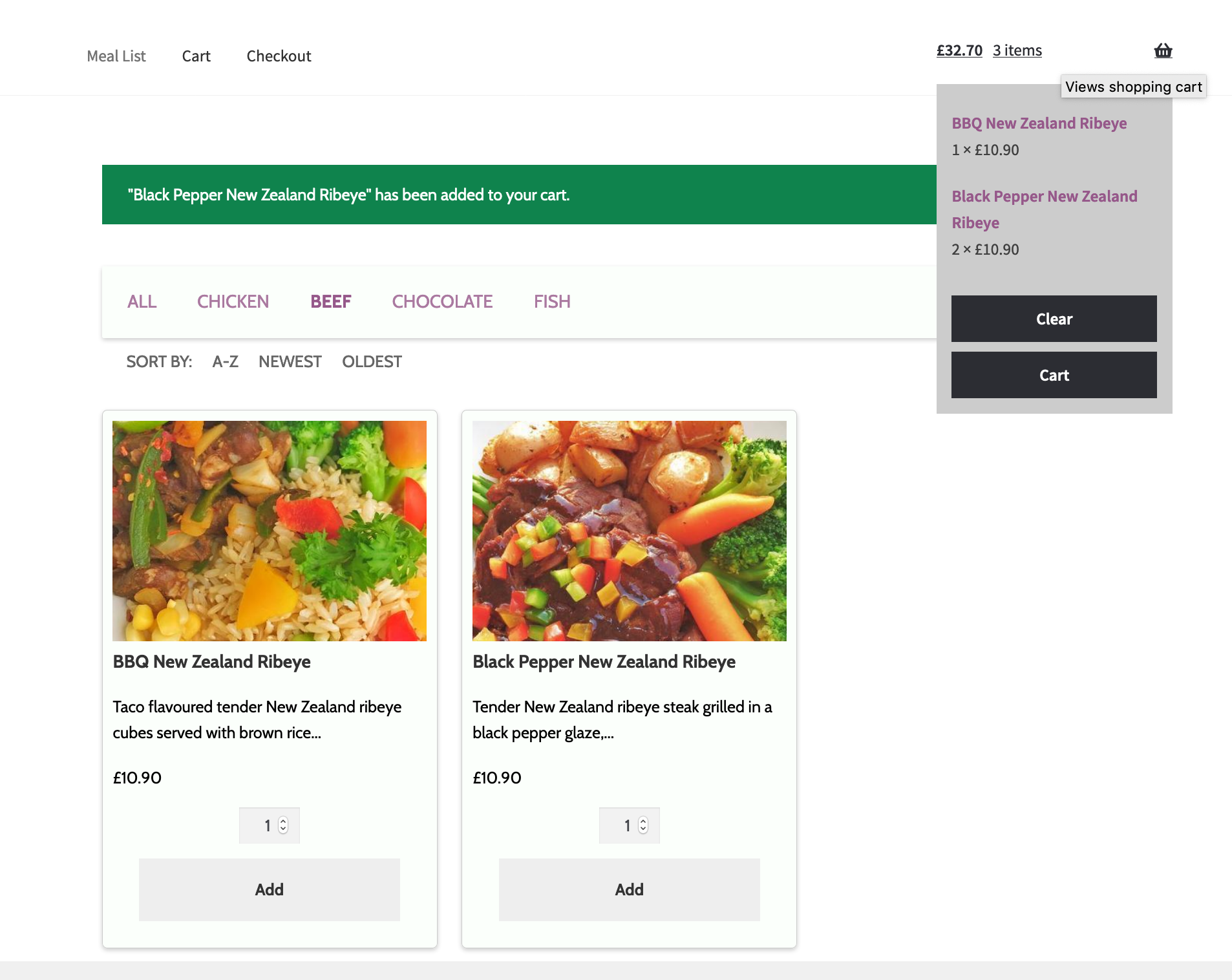 Allow users to pay for their meal prep order