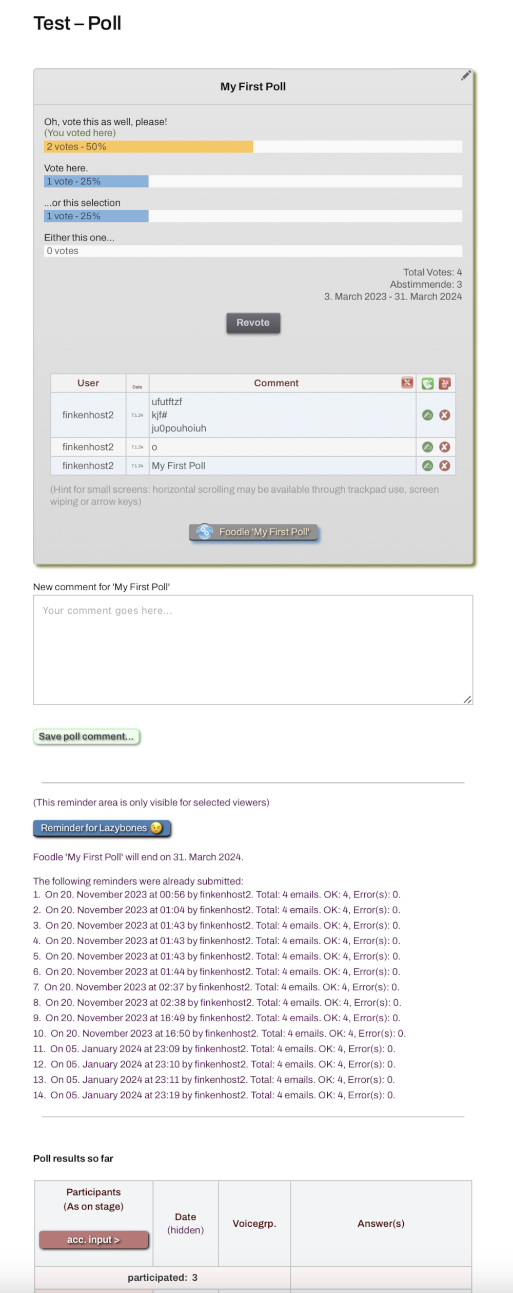 Admin tab: Edit email