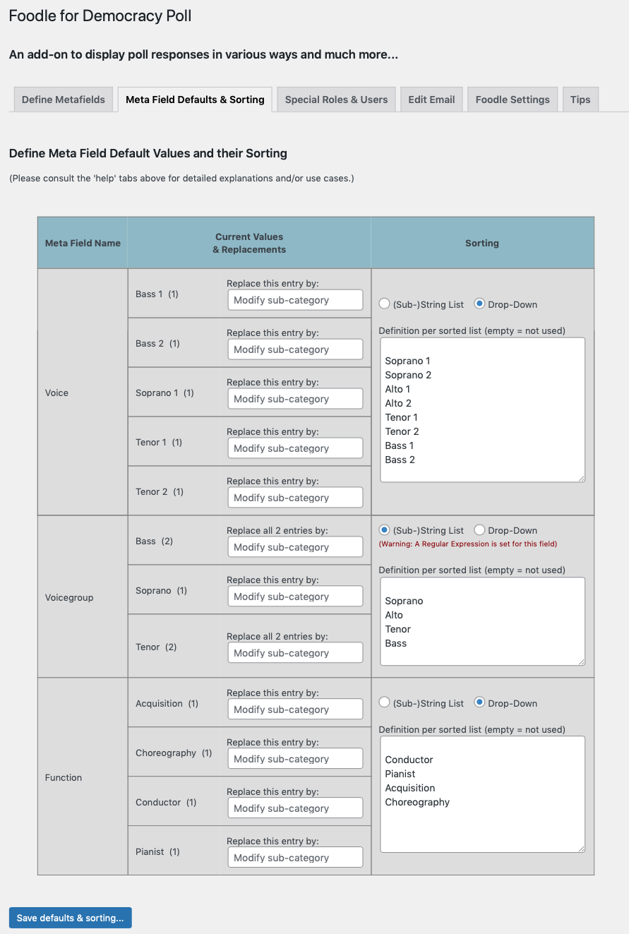 Admin tab: Tips tab with detailed explanations