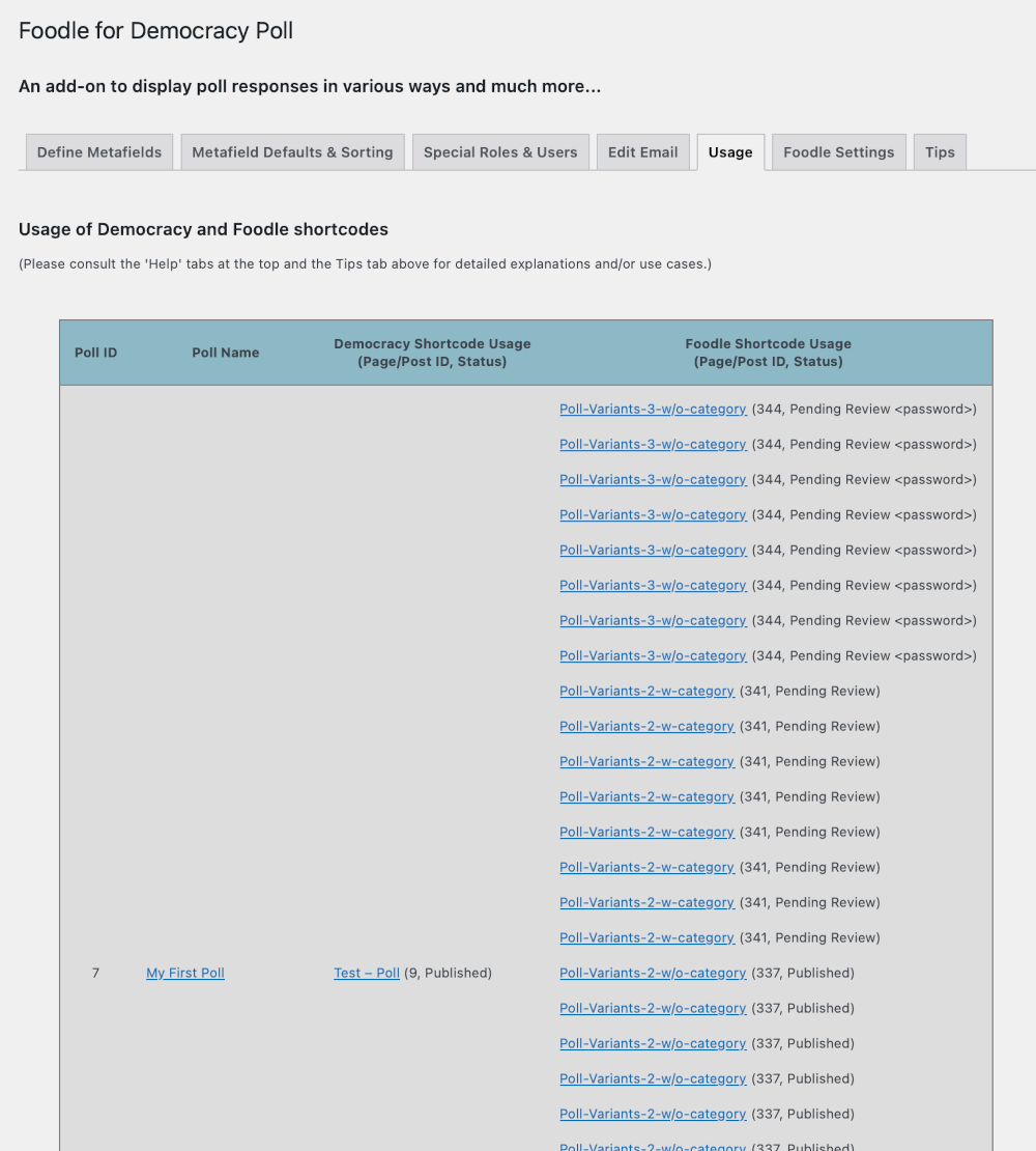 Enhanced Democracy Poll poll list screen