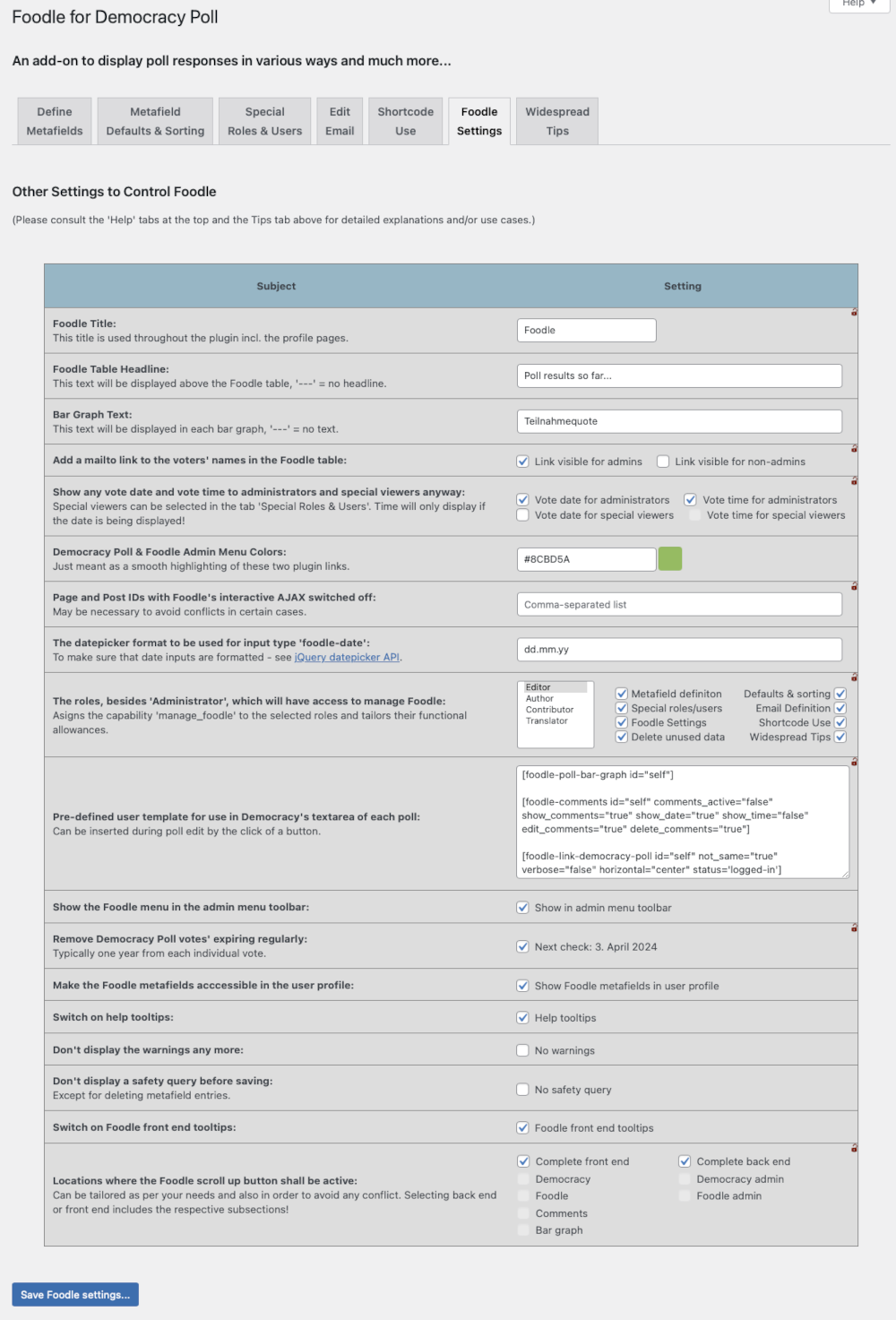 User profile extract example