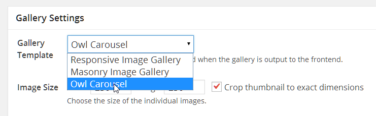 Choose Owl Carousel from the "Gallery Template" field in FooGallery