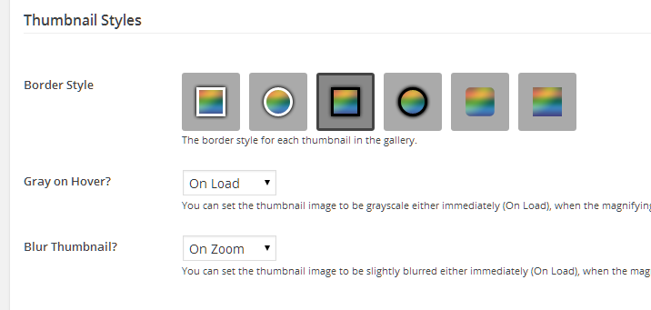Gray/Blur settings in the backend.