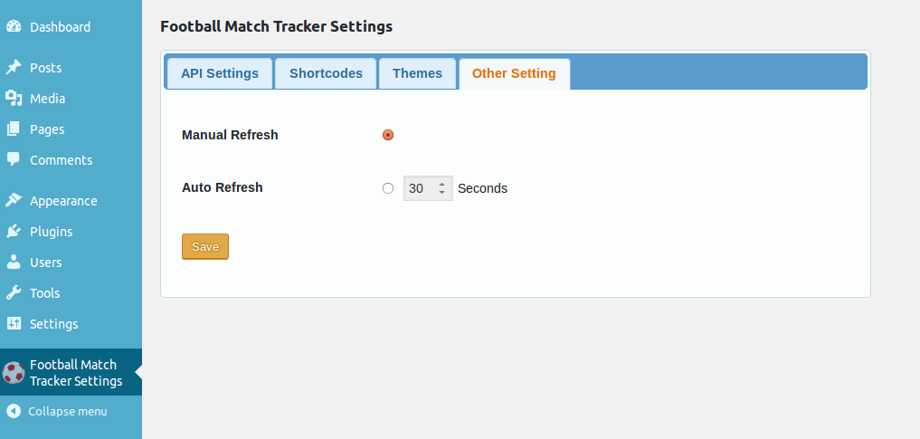 Other Settings for auto refresh / manual refresh data.