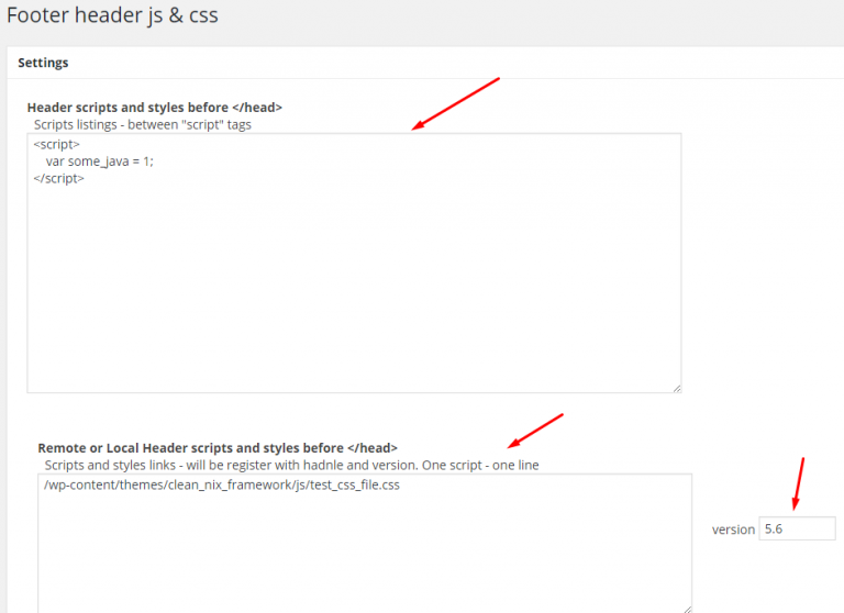 Adding header JS and CSS listings. And adding local or remote JS and CSS files.
