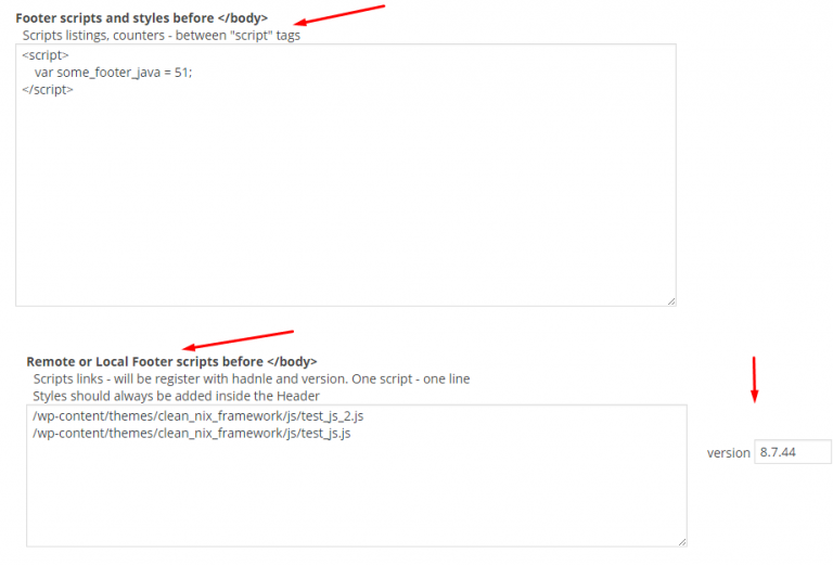 Adding footer JS listings. And adding local or remote JS files.
