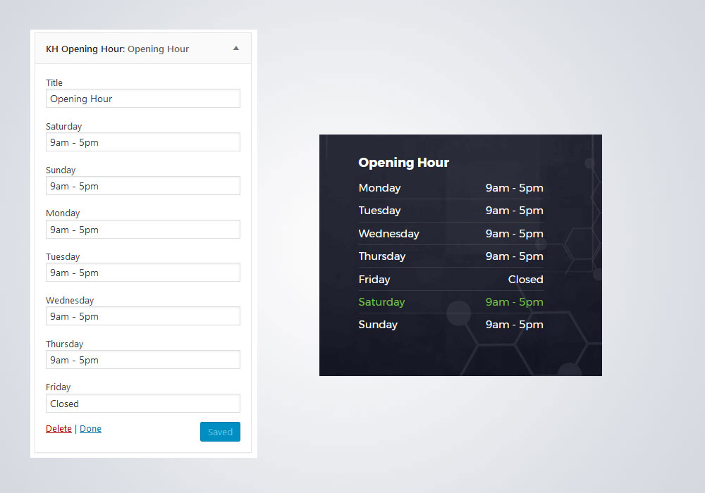 Opening Hour Widget