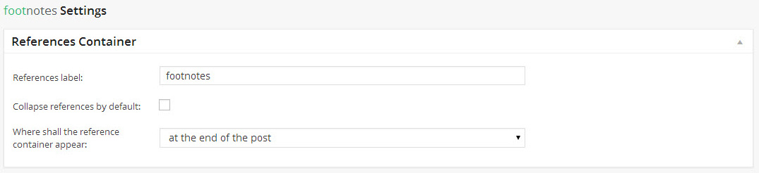 Plugin settings can be found under the default ‘Settings’ menu.