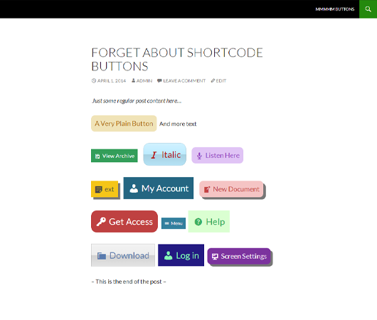 Buttons on the frontend in the WP 2014 theme