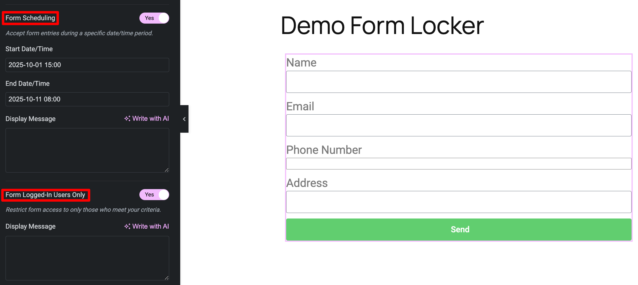 Password verification form example.