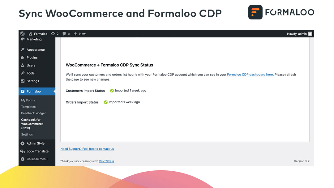 Sync your WooCommerce customers and orders list hourly with your Formaloo CDP account